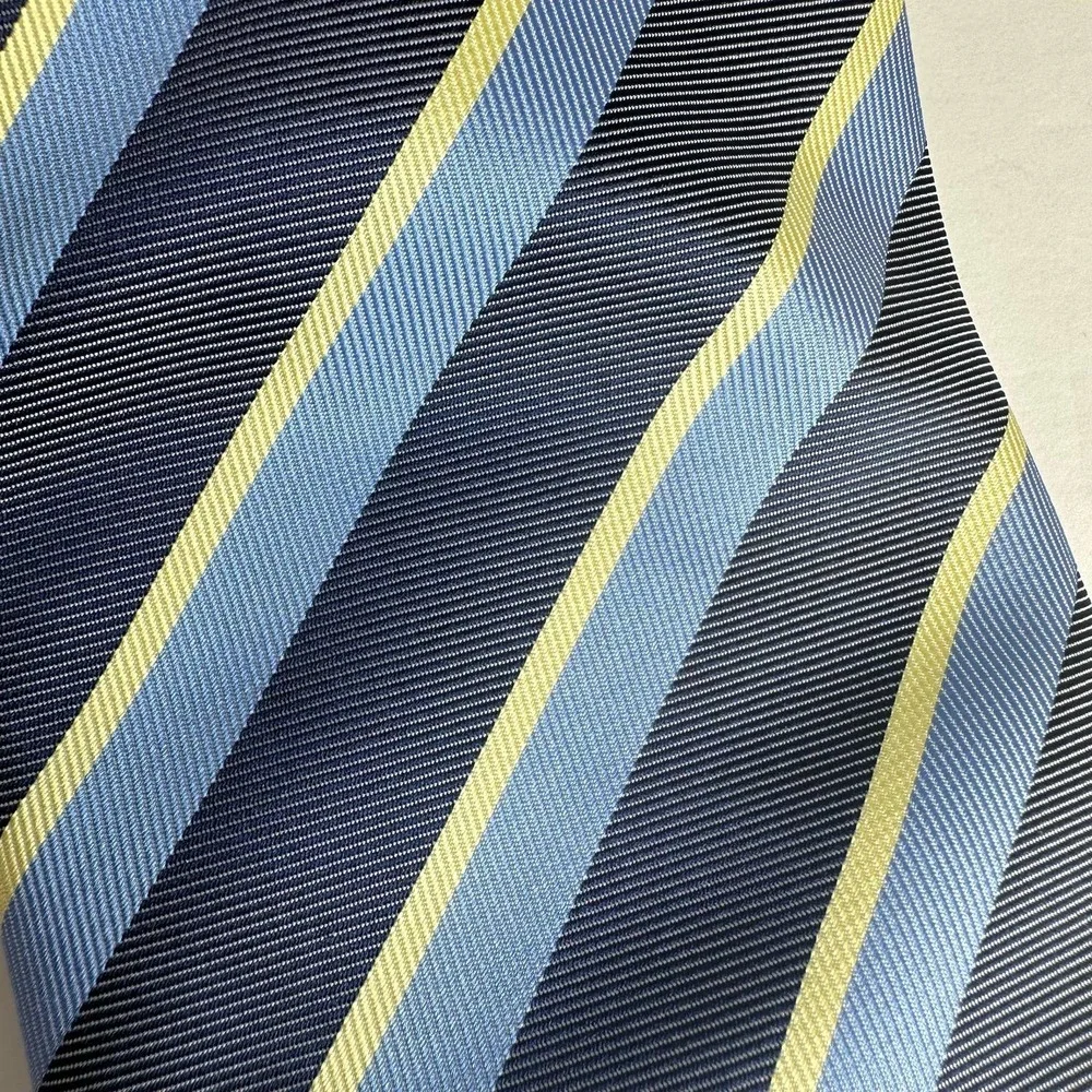 Paul‎ Smith London Blue Yellow Diagonal Striped Silk Men’s Repp Neck Tie Handmad